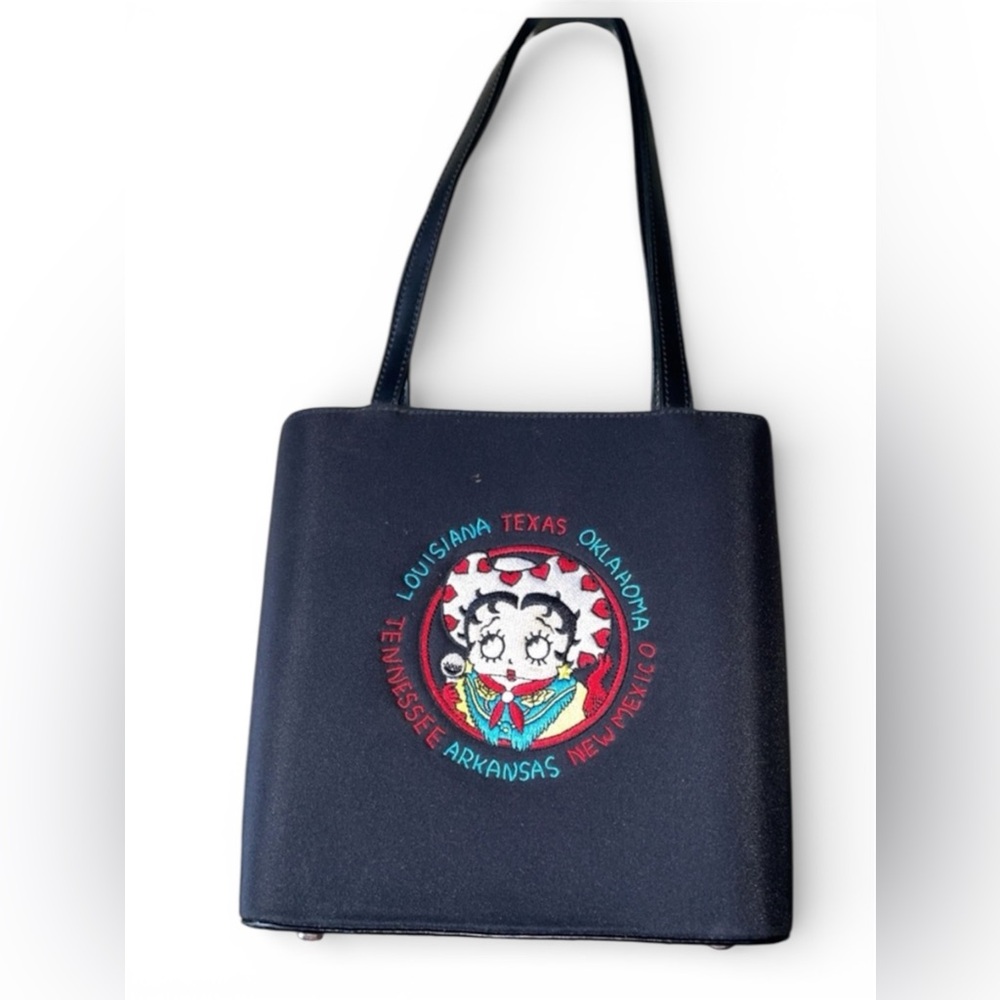 Betty Boop Black Mini Bag with Colorful Embroidery